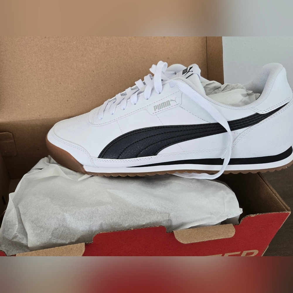 Puma White and Black Minimalist Sneakers